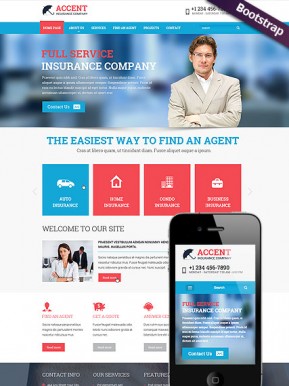 Insurance company Bootstrap template ID: 300111791