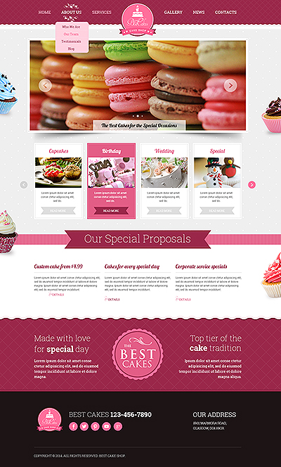 Cake shop Bootstrap template ID: 300111804