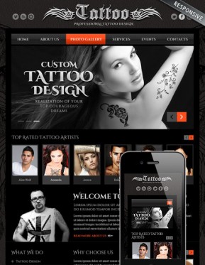 Tattoo design Bootstrap template ID: 300111805