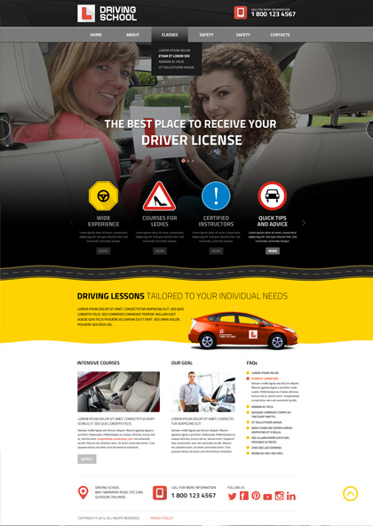 Driving School HTML Bootstrap template ID: 300111822