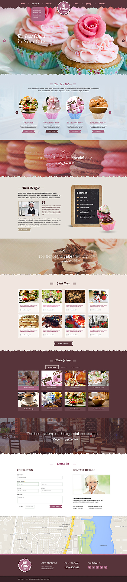 Cake Shop HTML Bootstrap template ID: 300111865